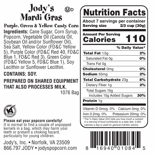 Mardi Gras Corn Regular Bag - 12 Count